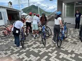 自転車調整中